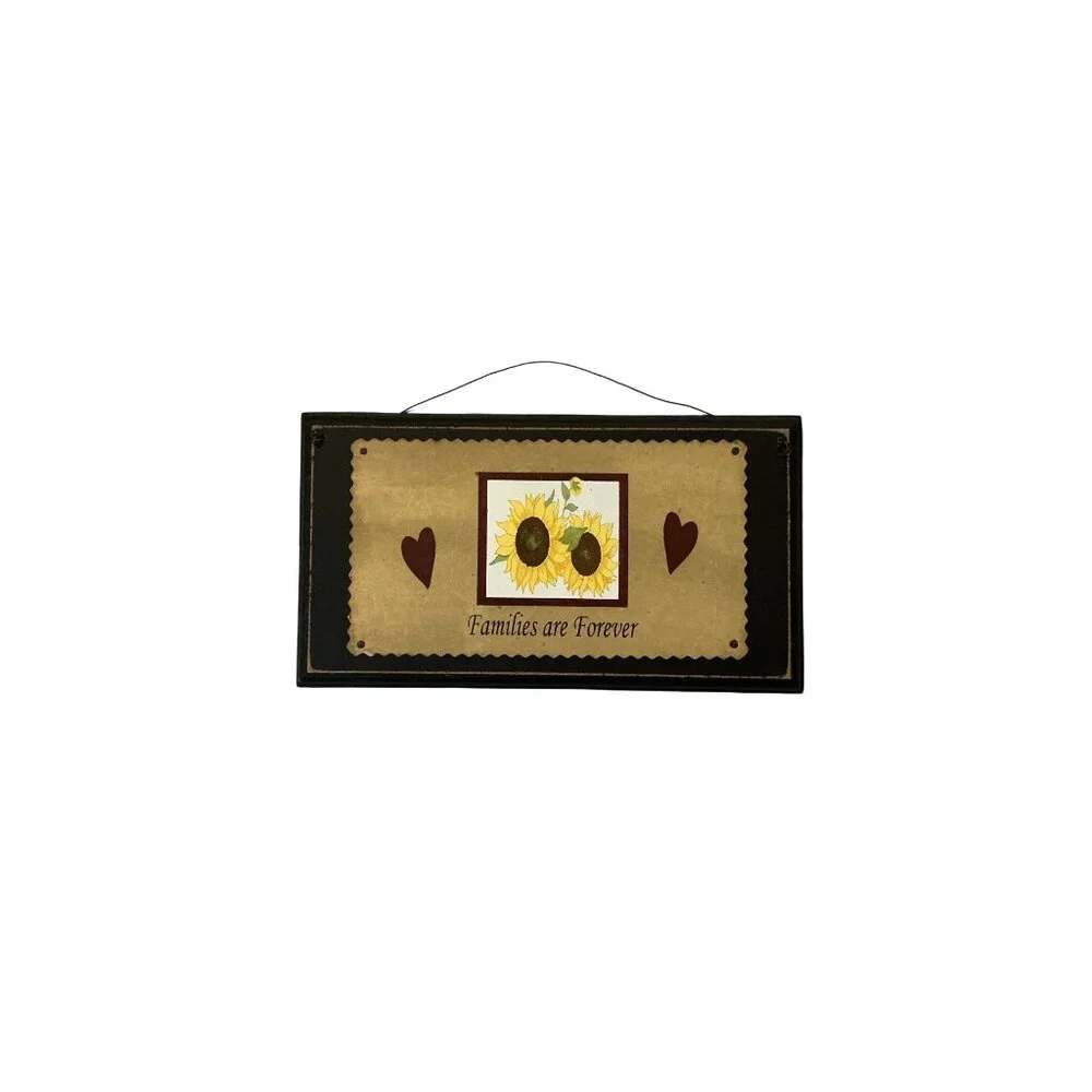 Rustic Hanging Wooden Plaque Sunflower & Heart Design 